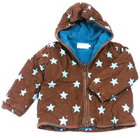Čokoládová manšestrová zimní bunda s kapucí a hvězdičkami zn. Toby Tiger
