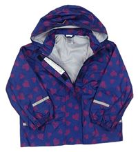 Tmaovmodro-růžová nepromokavá šusťáková bunda s kapucí zn. Pocopiano
