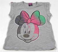Šedé tričko s Minnie a kamínky zn. George + Disney