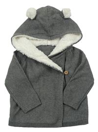 Tmavošedý zavinovací svetr s kapucí zn. Matalan