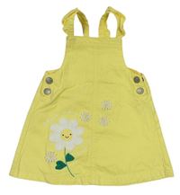 Žluté riflové laclové šaty s květy zn. Mothercare