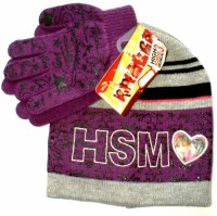 Outlet - 2set - fialovi-šedá čepička+rukavičky HSM zn. Disney