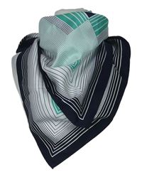 Dámský tmavomodro-bílo-zelený proužkovaný šátek 