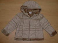 Béžový semišový zimní kabátek s kapucí