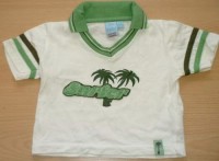 Smetanové tričko s palmami a nápisem a límečkem