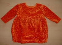 Oranžové sametové šatičky se vzory zn. Mothercare