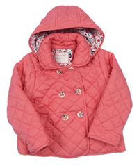 Růžová prošívaná zateplená bunda s kapucí zn. Tu