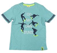 Světlezelené melírované tričko se skateboardisty zn. Kids