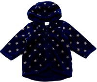 Tmavomodrá fleecová propínací mikina s kapucí a hvězdičkami zn. H&M
