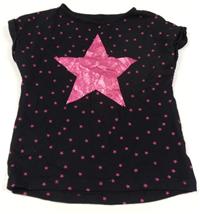Černo-růžové tričko s hvězdičkami zn. George 