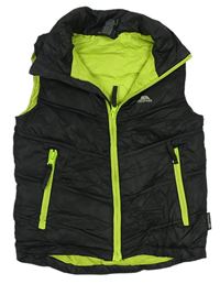Černo-zelená prošívaná šusťáková outdoorová zateplená vesta zn. TRESPASS
