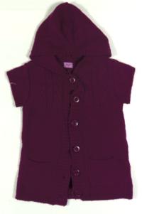 Purpurová svetrová propínací vestička s kapucí zn. F&F