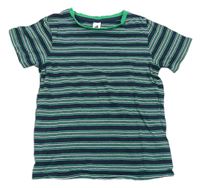 Tmavomodro-bílo-zelené pruhované tričko zn. C&A