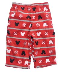 Červené pruhované fleecové pyžamové kalhoty Mickey mouse zn. Nutmeg