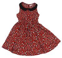 Červeno-černo-bílé vzorované šaty s límcem zn. Matalan