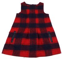 Tmavomodro-červené kostkované teplejší šaty zn. F&F