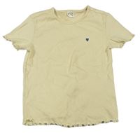 Béžové žebrované tričko se srdíčkem zn. Coolclub