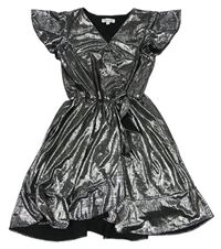 Černo-stříbrné šaty s volány zn. Bluezoo
