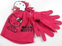 Outlet - 2set - Růžová čepička s Kitty+rukavičky zn. Sanrio vel. 9-13 let