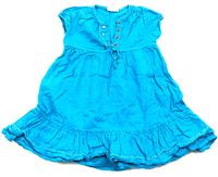 Tyrkysové šaty s volánkem s krajkovým pruhem zn. Topolino