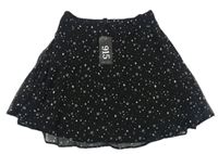 Černá šifonová sukně s hvězdami zn. New Look