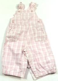 Růžové kostkované plátěné laclové kalhoty zn. Mothercare