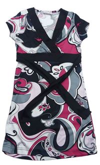 Černo-šedo-růžovo-bílé vzorované šaty zn. x-mail