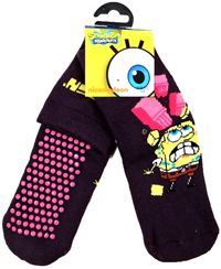 Nové - Fialové protiskluzové ponožky se SpongeBobem zn. Nickelodeon vel. 21-26