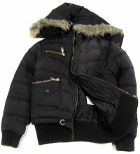 Černá šusťáková zimní bunda s kapucí