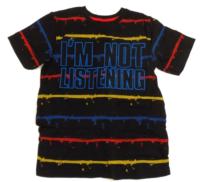 Černo-barevné pruhované tričko s nápisem zn.Bluezoo 