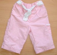 Růžové šusťákové oteplené kalhoty s páskem zn. Early Days