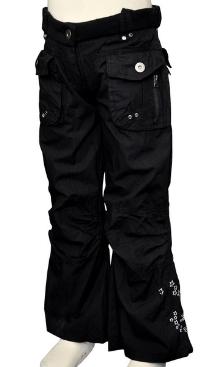 Outlet - Černé plátěné kalhoty s hvězdičkami 