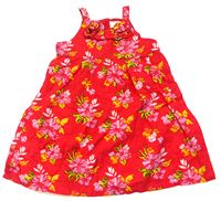 Červené letní šaty s kytičkami a mašličkou zn. early days