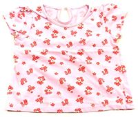 Světlerůžové květované tričko zn. Matalan