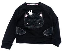Černá mikina s kočičkou zn. H&M