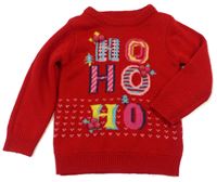 Červený pletený vánoční svetr s nápisy zn. NUTMEG
