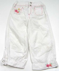 Bílé plátěné kalhoty s kytičkami zn. Cherokee