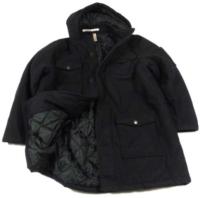 Černý vlněný zimní kabátek s kapucí 