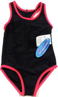 Outlet - Černo-růžové jednodílné plavky 