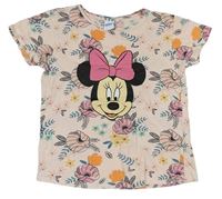 Růžové květované tričko s Minnie zn. Disney