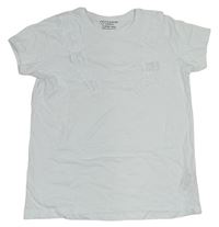 Bílé tričko s volánky s madeirou zn. PRIMARK