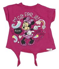 Fuchsiové tričko s Minnie a duhou zn. Disney