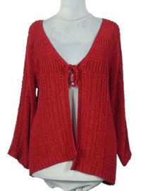 Dámský červený svetr na zavazování zn. E-vie 