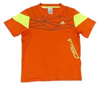 Oranžové sportovní tričko s potiskem zn. Adidas