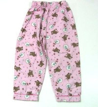 Růžové flanelové pyžámkovské  kalhoty s potiskem