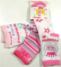 Outlet - 3pack ponožky s princeznou vel. 31-36