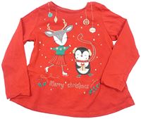 Červené vánoční triko se zvířátky zn. Pep&Co