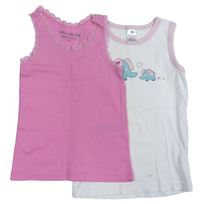 2x Růžová košilka vel. 92 + Bílá košilka se slony vel. 104 zn. Topomini
