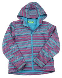 Tyrkysovo-růžová vzorovaná softshellová bunda s kapucí zn. Mountain Warehouse