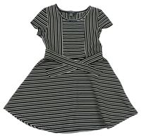 Černo-bílé pruhované šaty s páskem zn. Primark